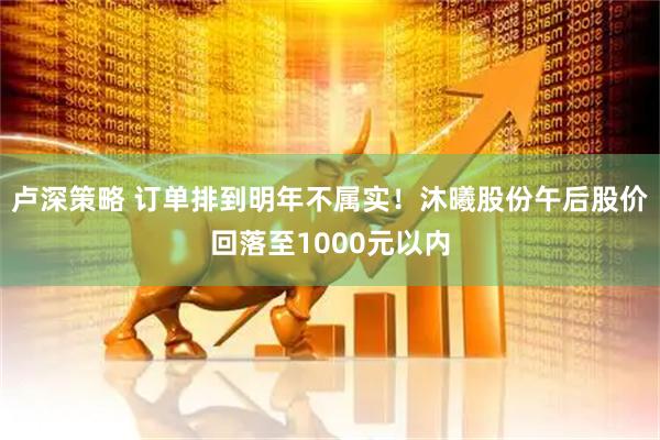 卢深策略 订单排到明年不属实！沐曦股份午后股价回落至1000元以内